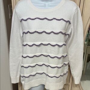 Elle White and Purple Sweater Size M